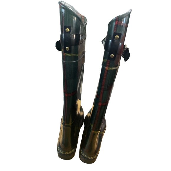 Ralph Lauren Rossalyn II Plaid PVC Rain Boots 7B - Picture 4 of 5